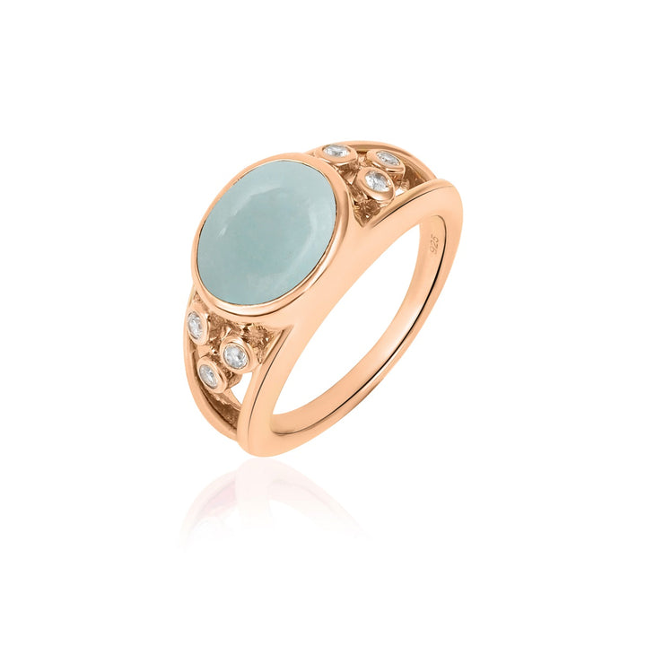 Aquamarine and Zircon Silver Ring