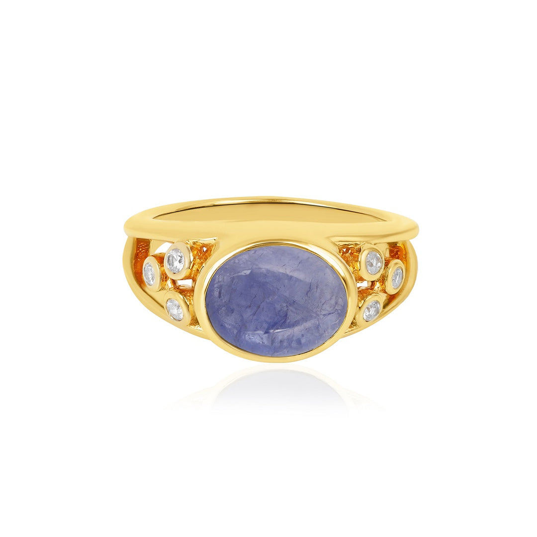 Tanzanite and Zircon Silver Ring