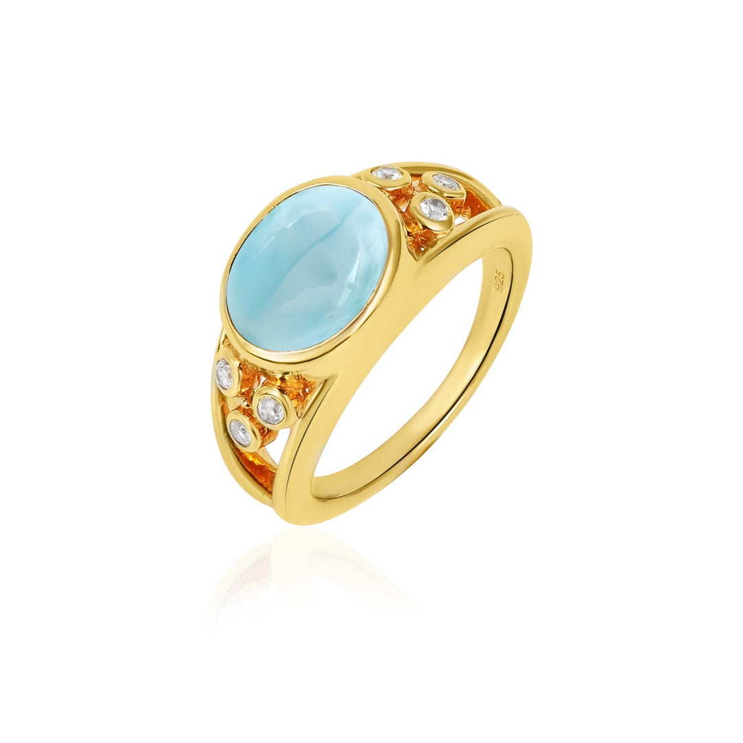 Larimar and Zircon Silver Ring