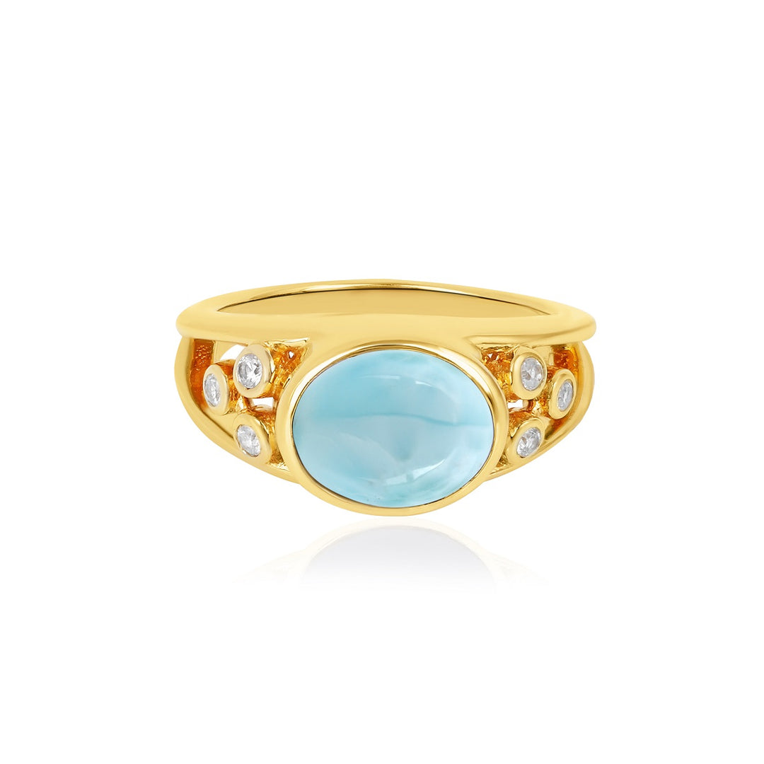 Larimar and Zircon Silver Ring