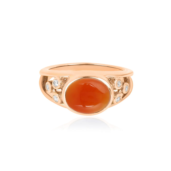 Red Onyx and Zircon Silver Ring