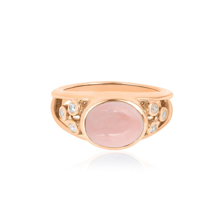 Pink Opal and Zircon Silver Ring