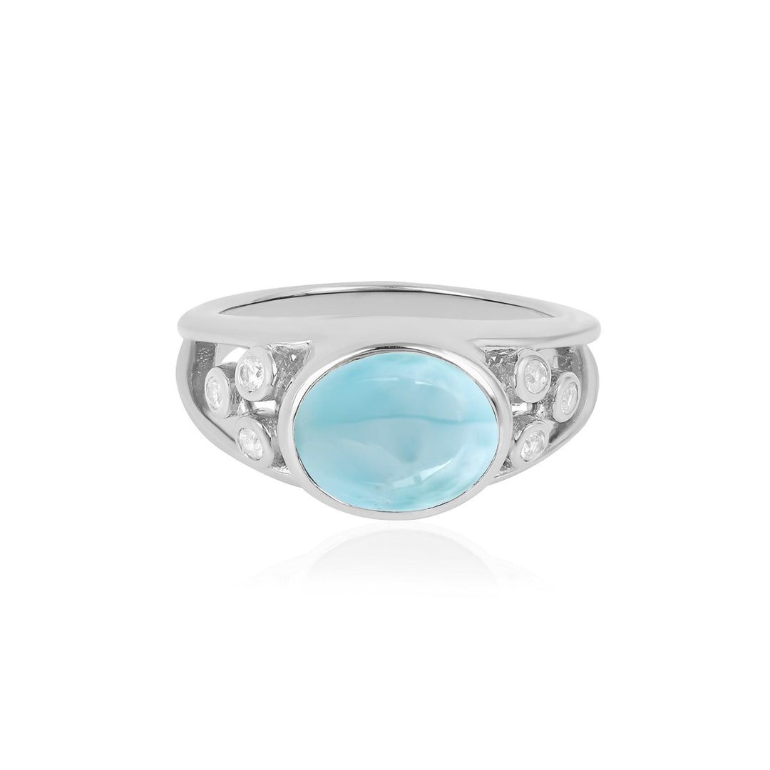 Larimar and Zircon Silver Ring