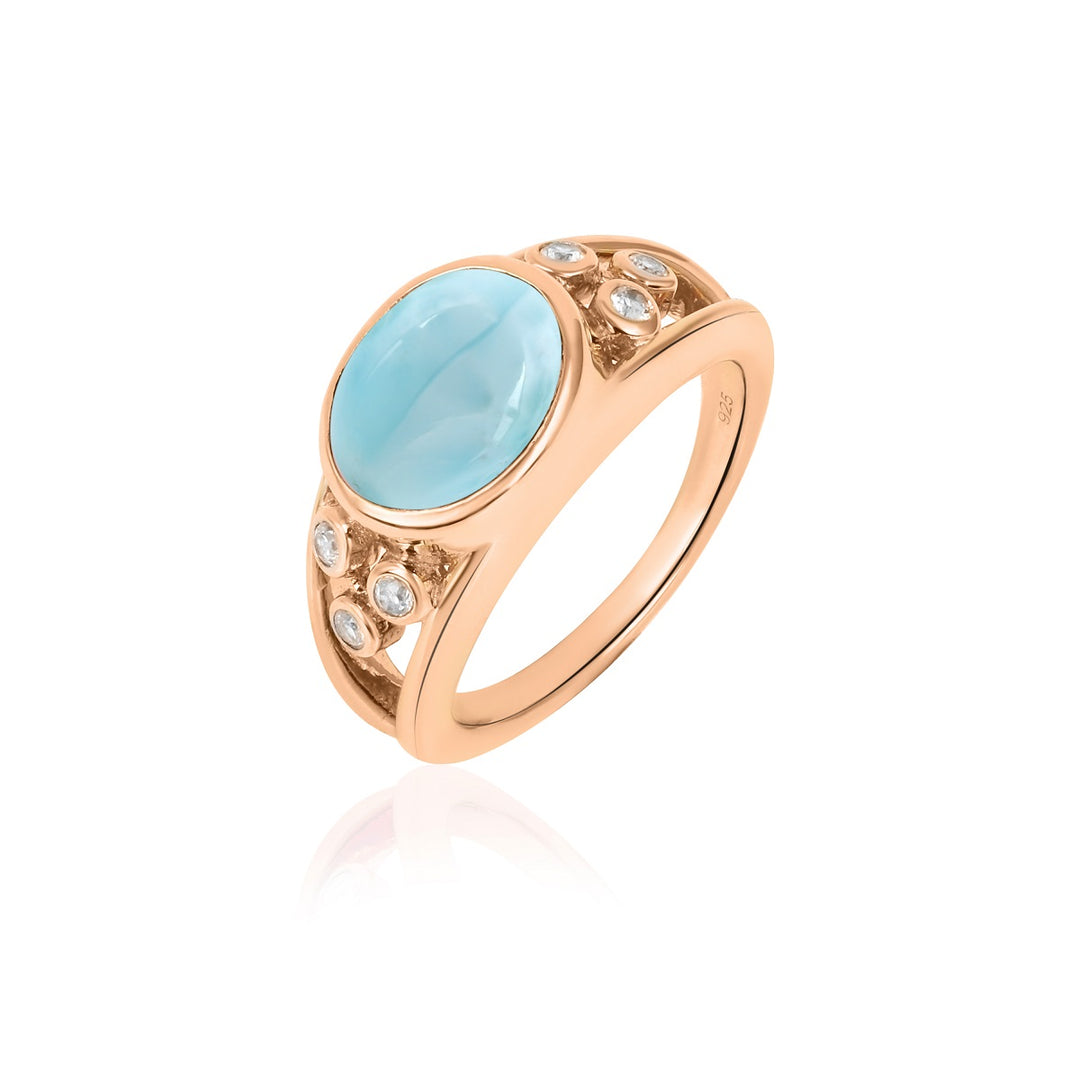 Larimar and Zircon Silver Ring