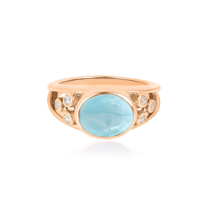 Larimar and Zircon Silver Ring