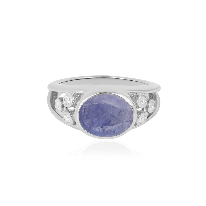 Tanzanite and Zircon Silver Ring