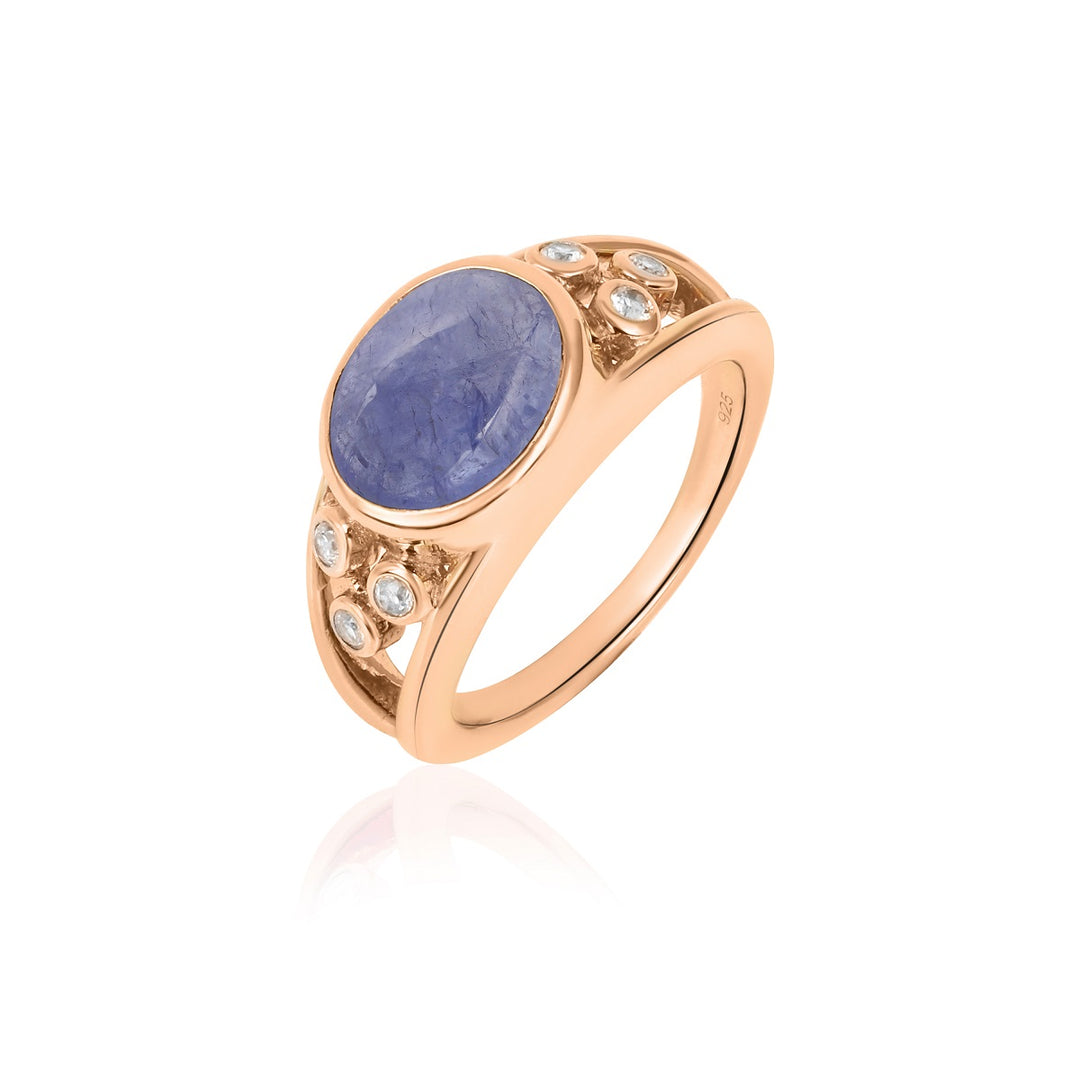 Tanzanite and Zircon Silver Ring