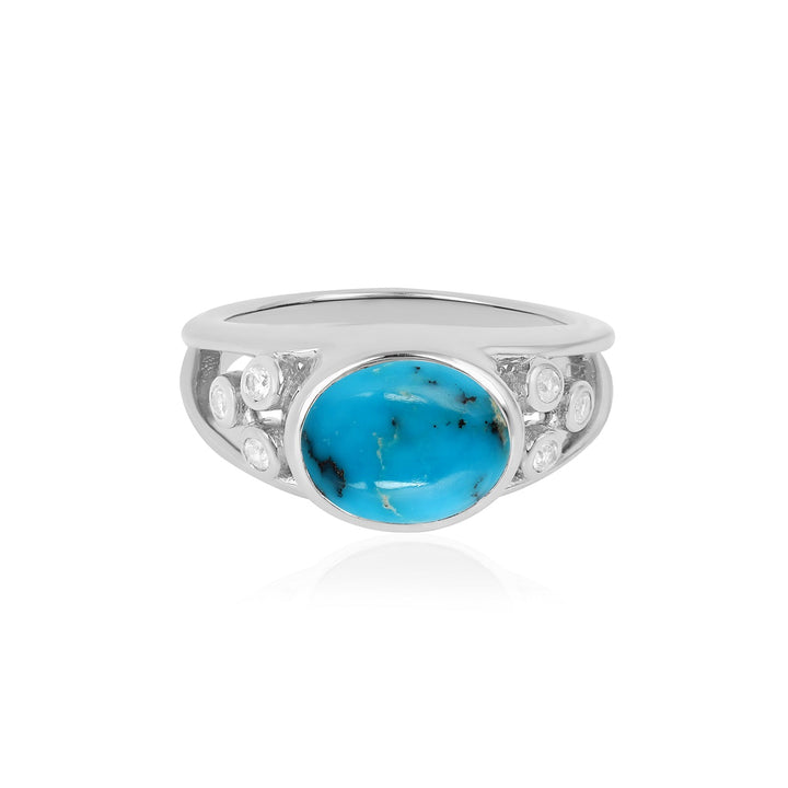 Turquoise and Zircon Silver Ring