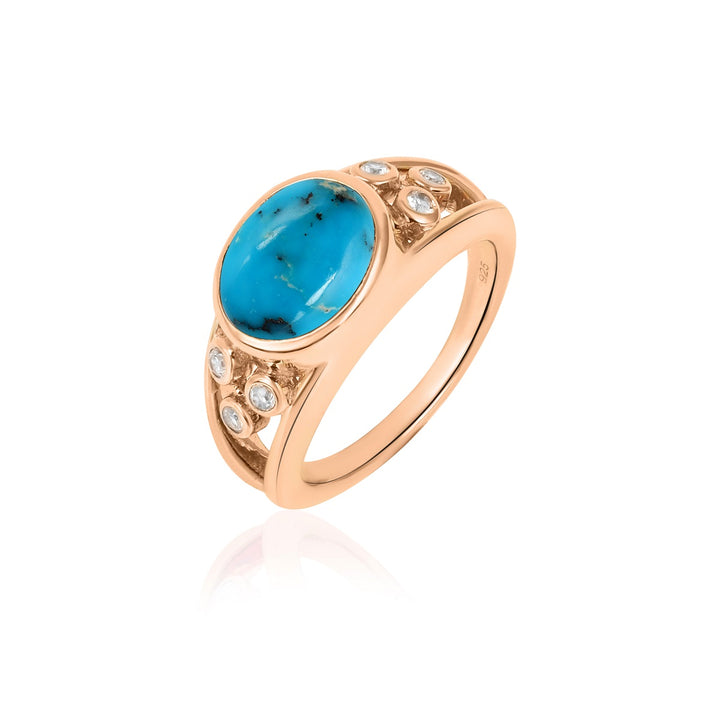 Turquoise and Zircon Silver Ring