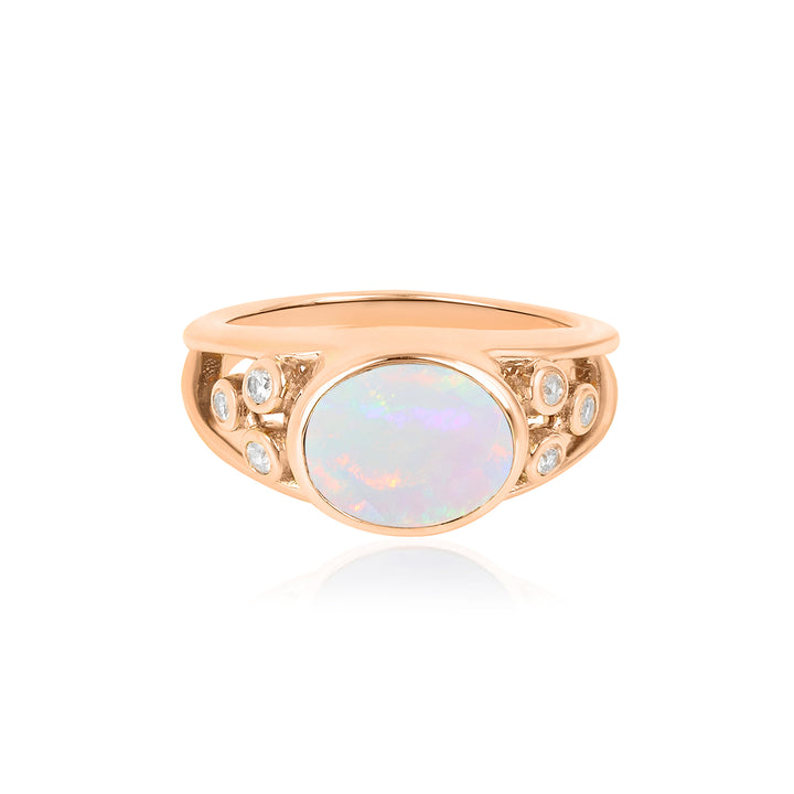 Ethiopian Opal and Zircon Silver Ring