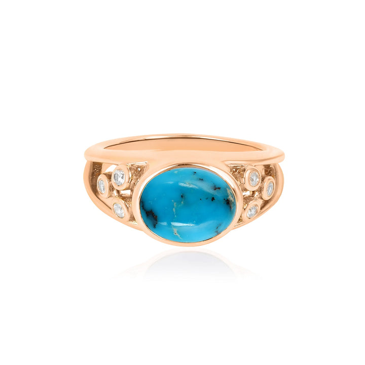 Turquoise and Zircon Silver Ring