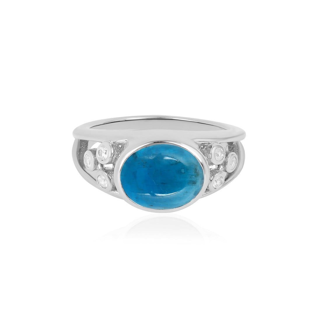 Neon Apatite and Zircon Silver Ring