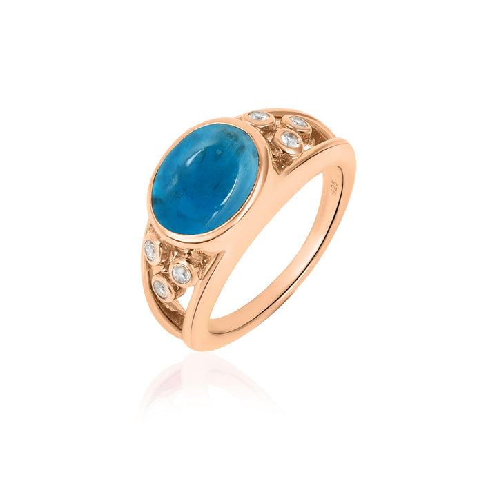 Neon Apatite and Zircon Silver Ring