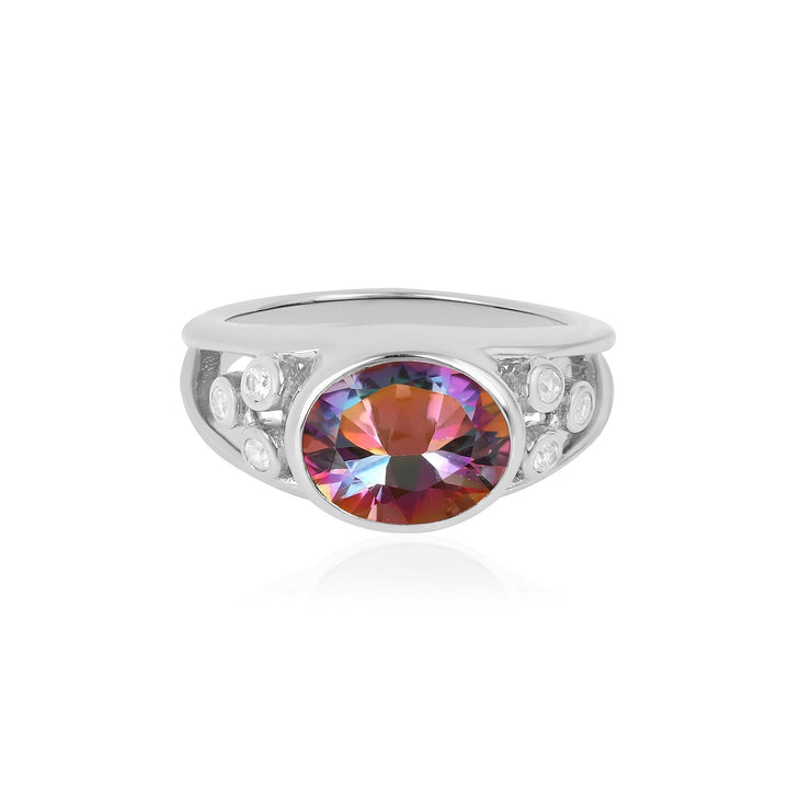 Mystic Topaz and Zircon Silver Ring