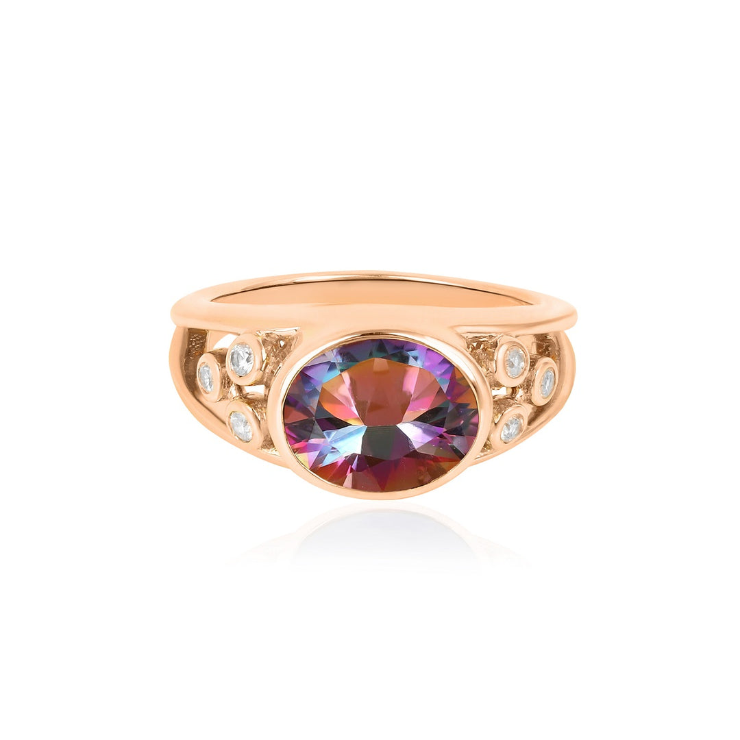 Mystic Topaz and Zircon Silver Ring