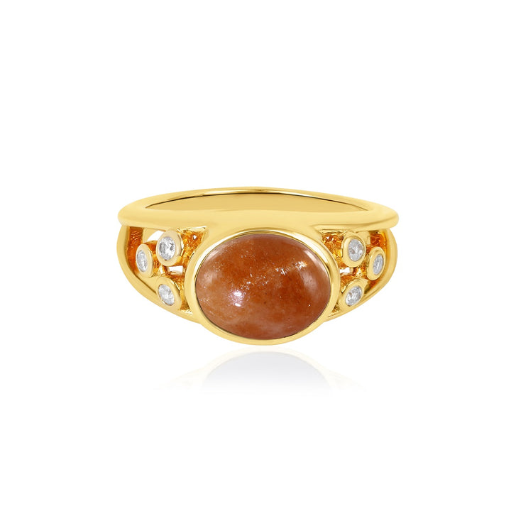 Sunstone and Zircon Silver Ring