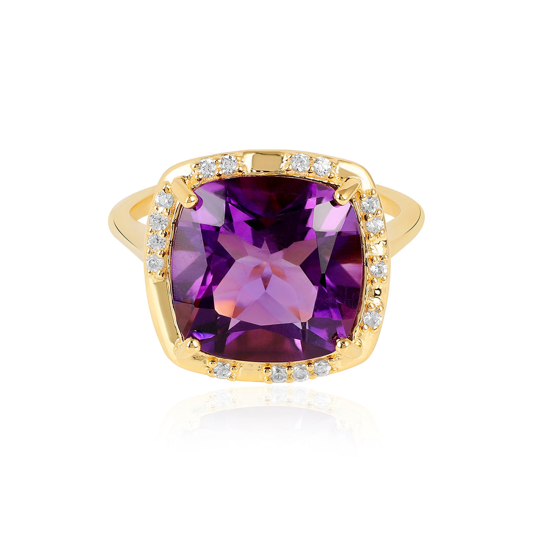 Amethyst and Zircon Silver Ring