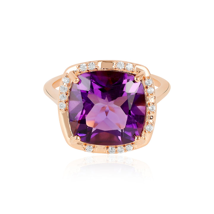 Amethyst and Zircon Silver Ring