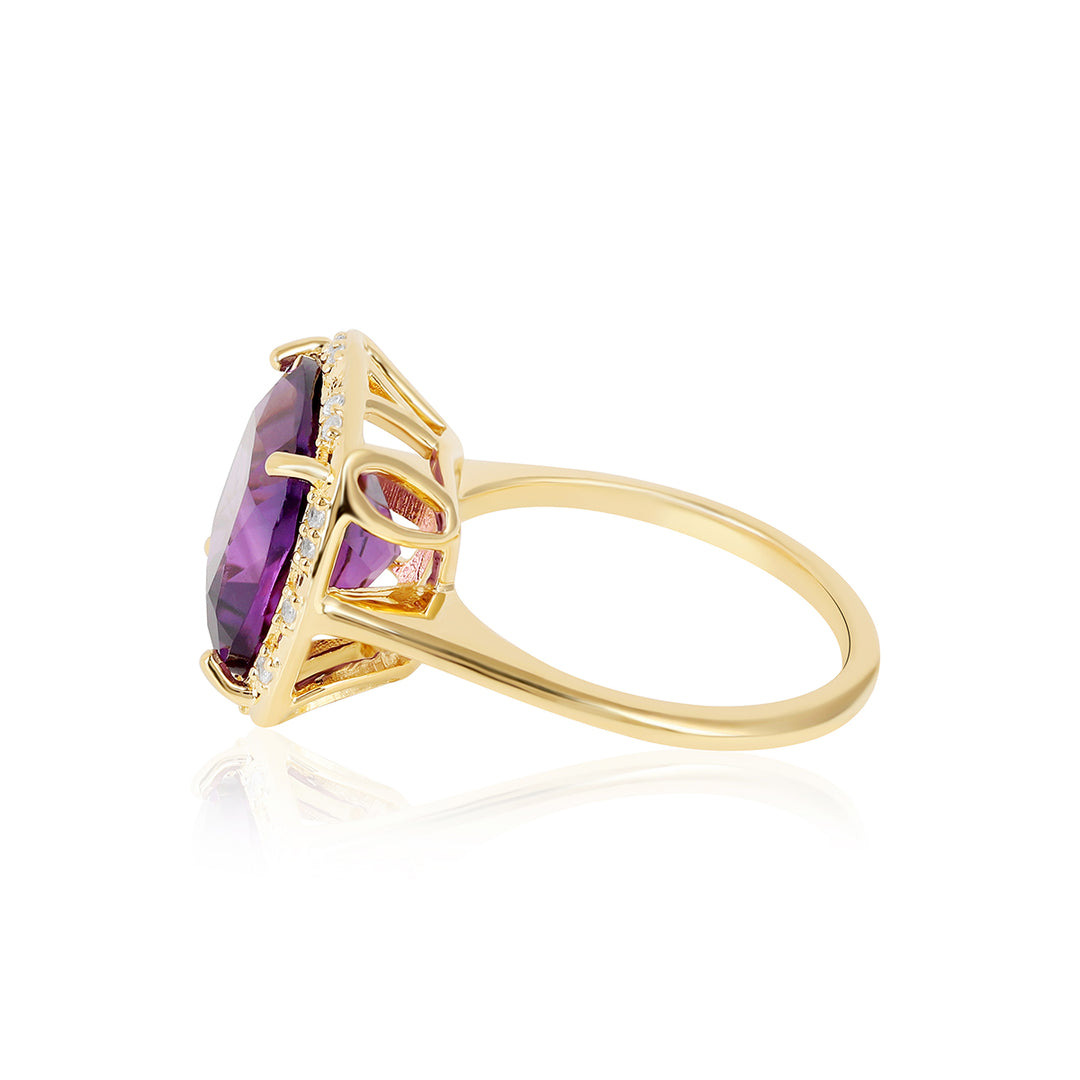 Amethyst and Zircon Silver Ring