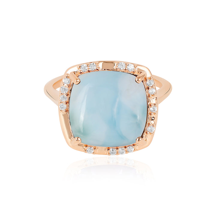 Larimar with Zircon Silver Ring