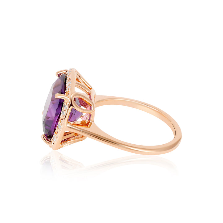 Amethyst and Zircon Silver Ring