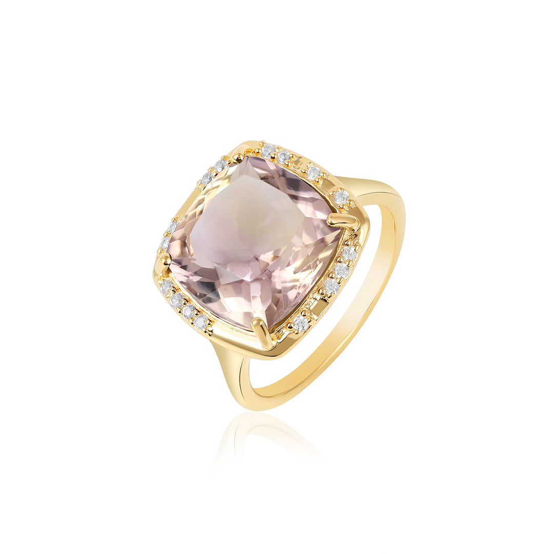 Ametrine with Zircon Silver Ring