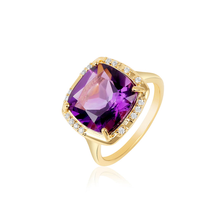 Amethyst and Zircon Silver Ring