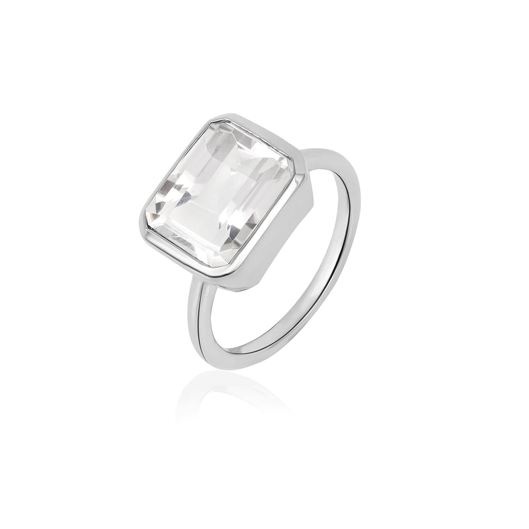 White Quartz Silver Ring