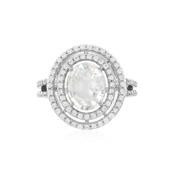 Zircon Double Halo Silver Ring