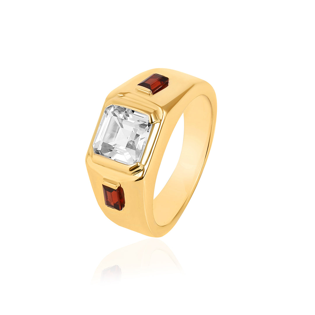 Zircon and Garnet Silver Ring