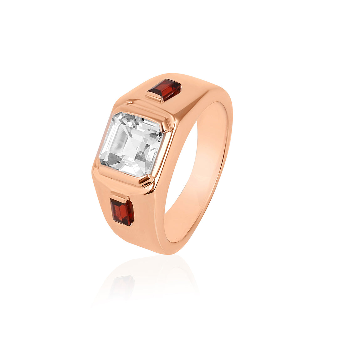 Zircon and Garnet Silver Ring