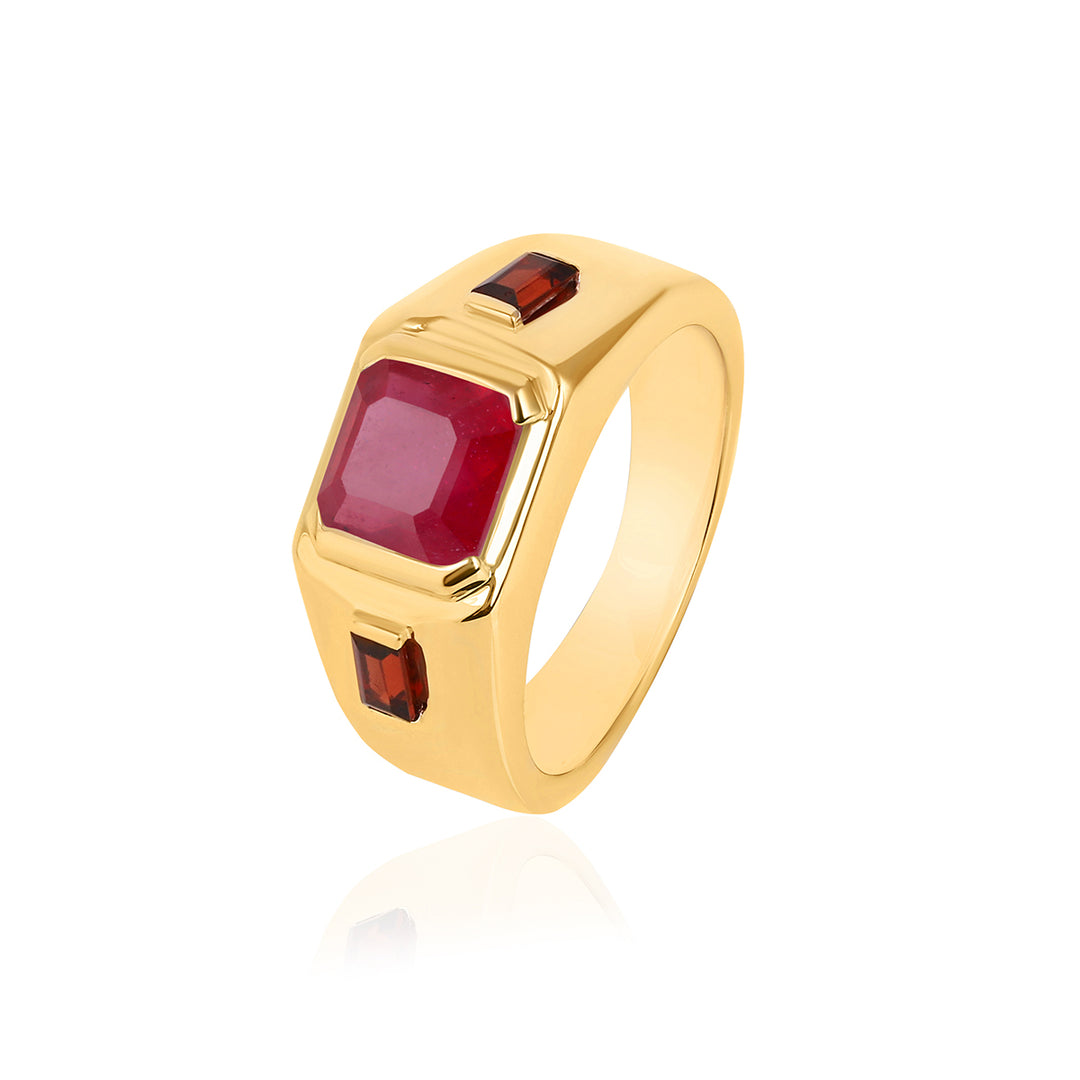 Ruby and Garnet Silver Ring