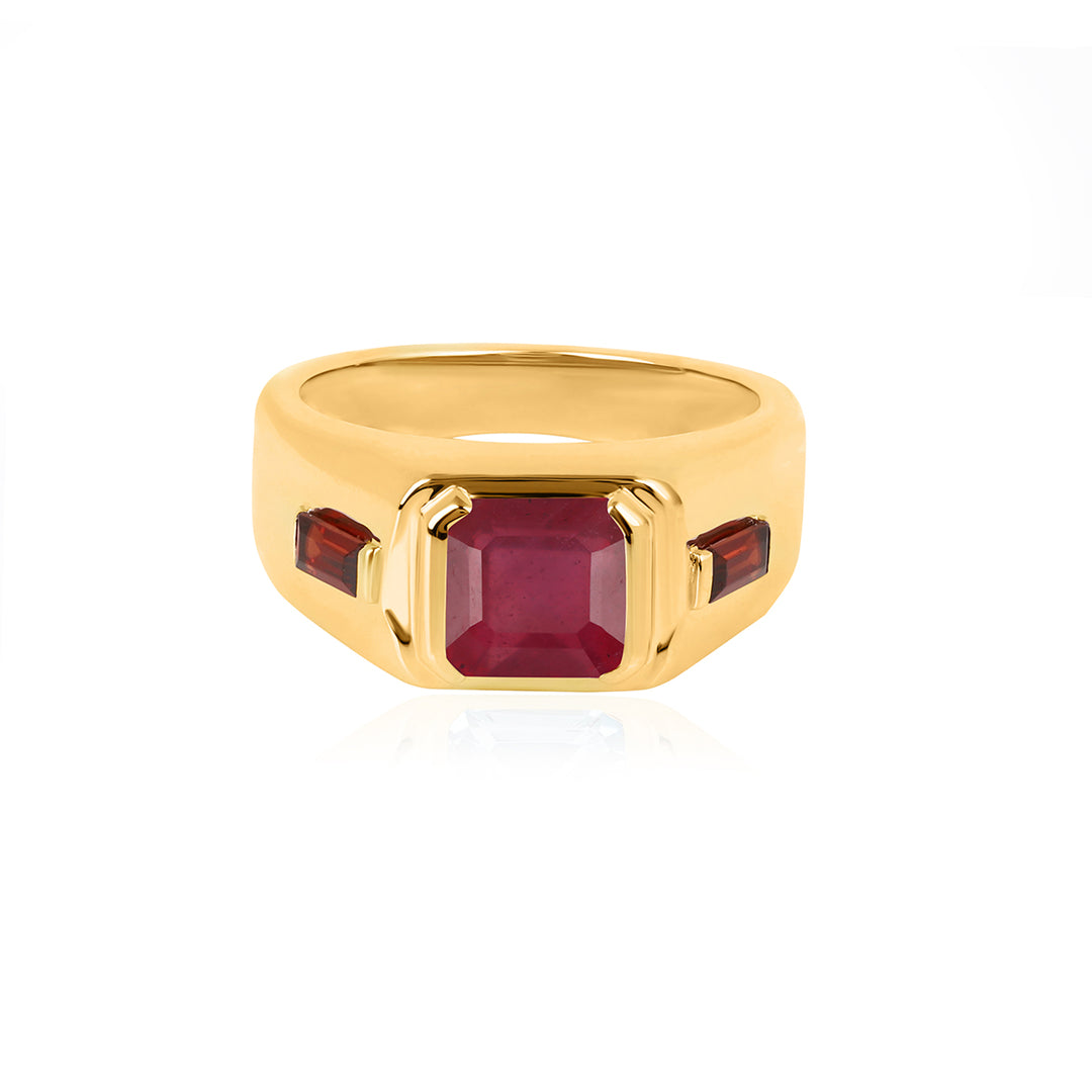 Ruby and Garnet Silver Ring