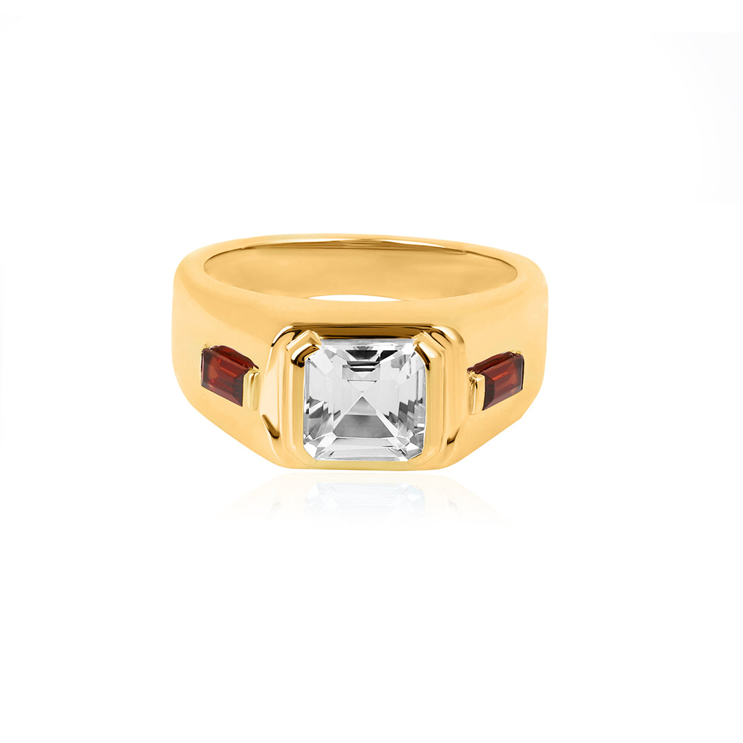 Zircon and Garnet Silver Ring