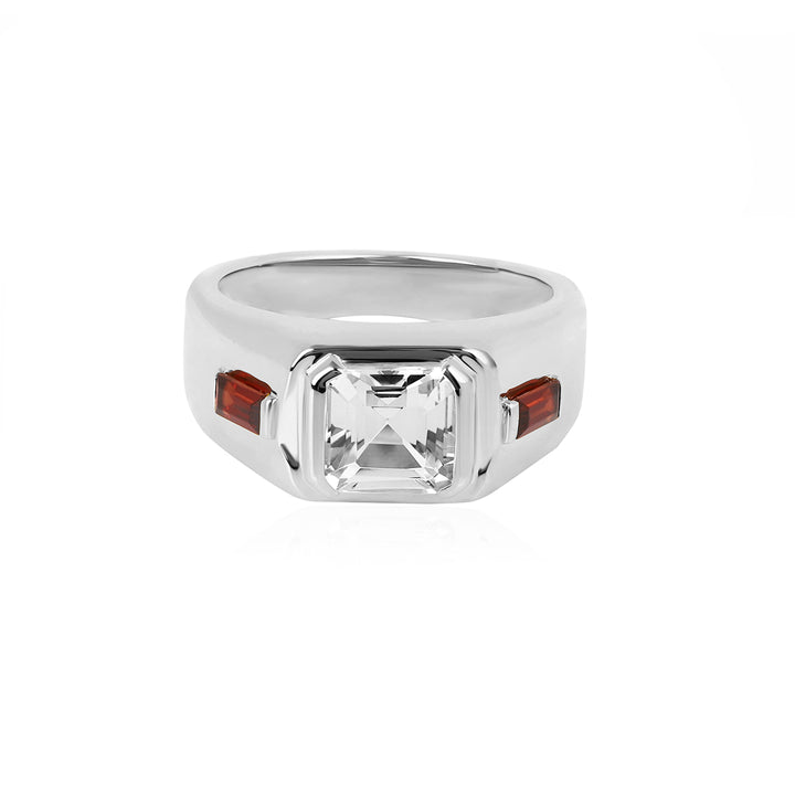 Zircon and Garnet Silver Ring