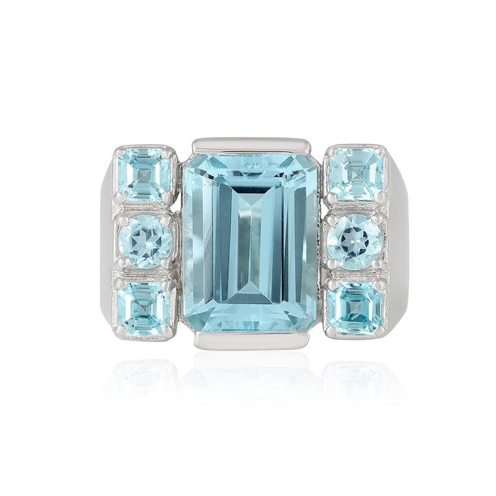 Blue Topaz and Blue Zircon Silver Ring