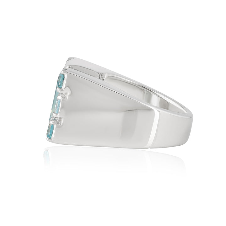 Blue Topaz and Blue Zircon Silver Ring