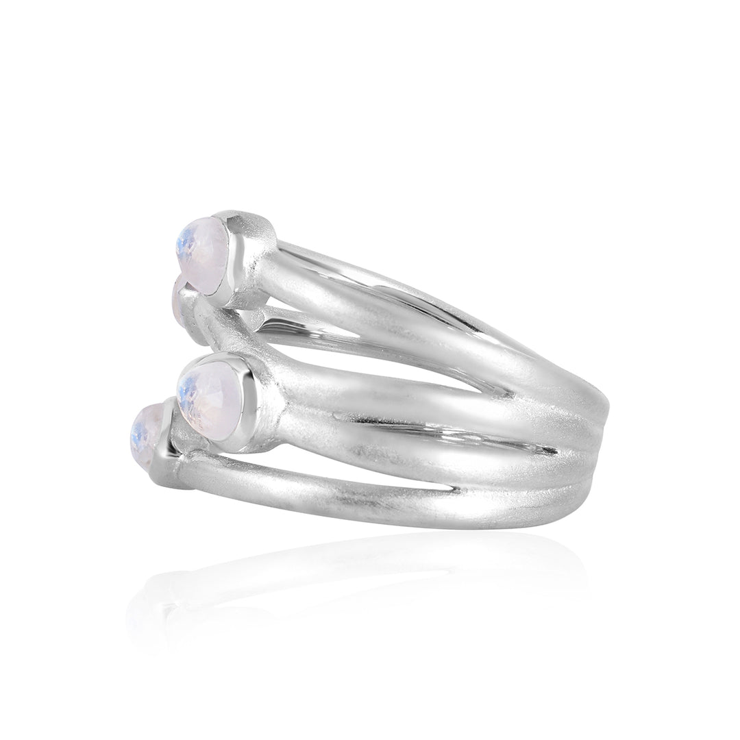 Rainbow Moonstone Silver Stacking Ring