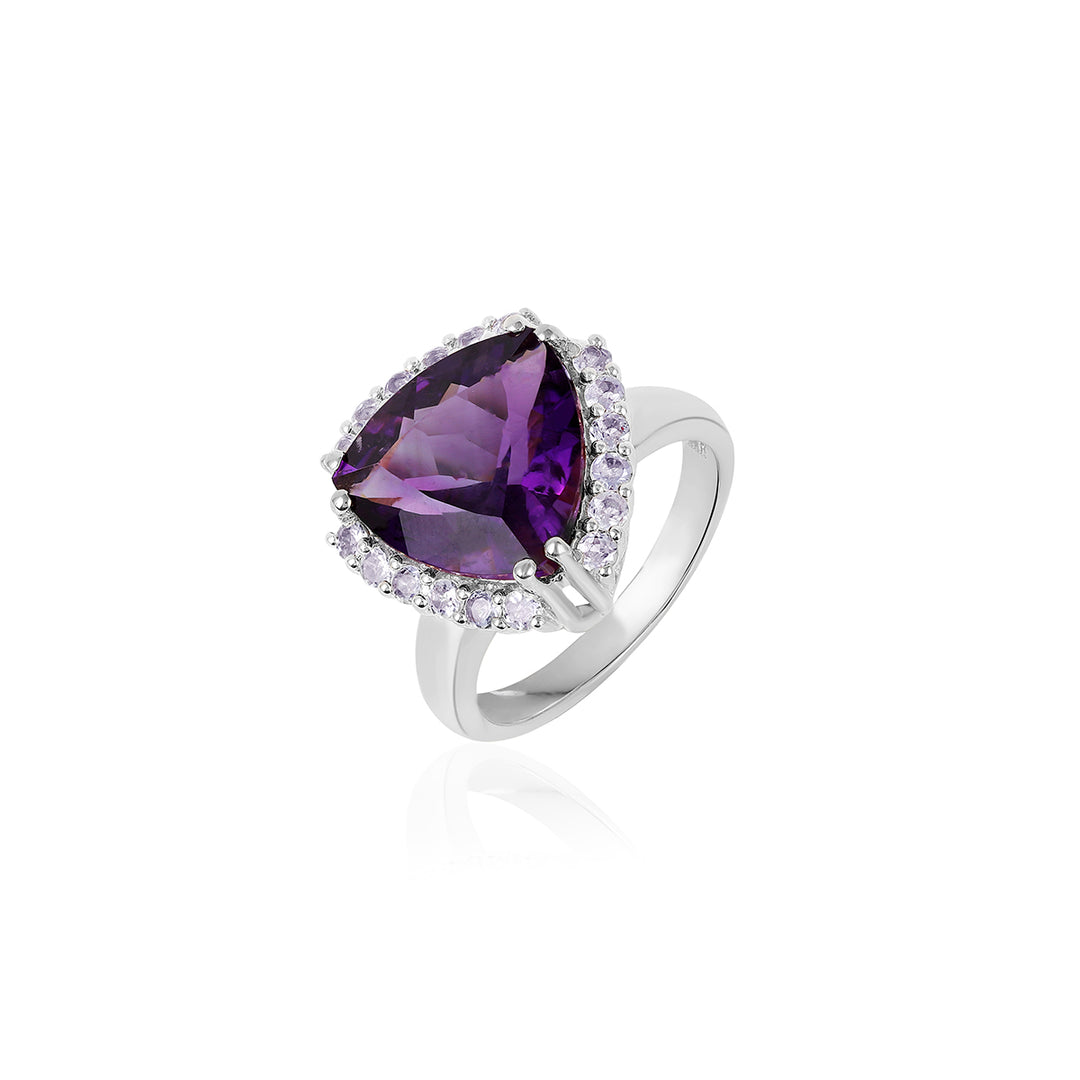 Amethyst and Tanzanite Silver Ring