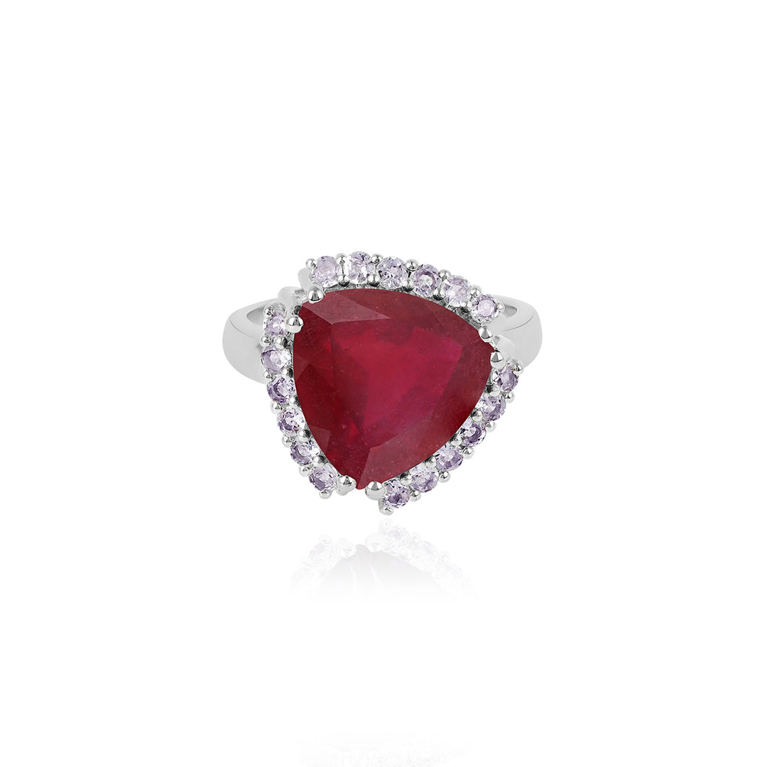 Ruby and Tanzanite Silver Ring