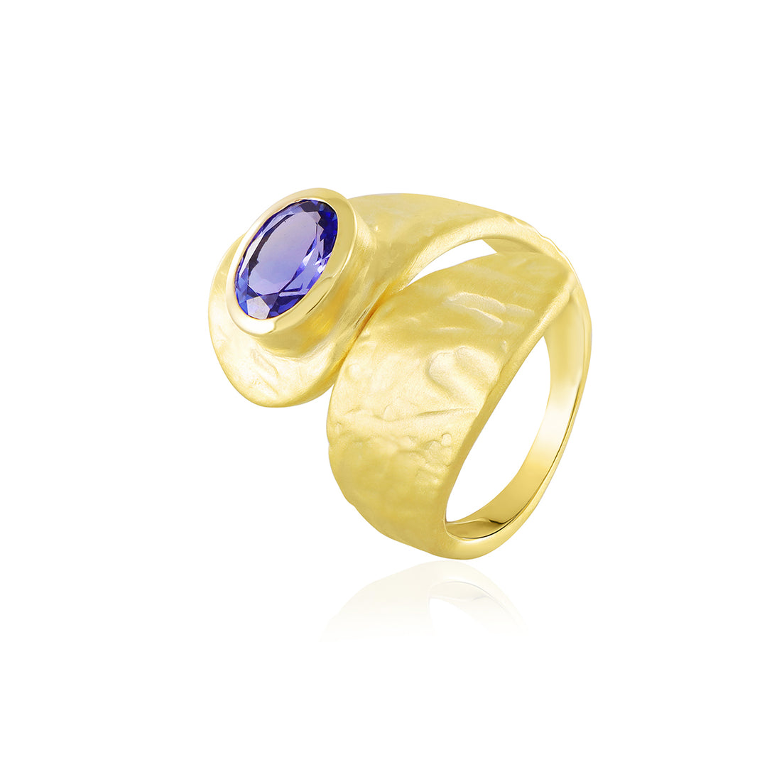 Tanzanite Bypass Silver Ring