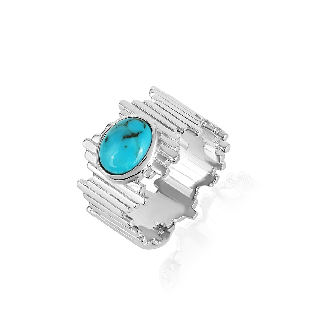 Turquoise Stabilized Silver Band Ring