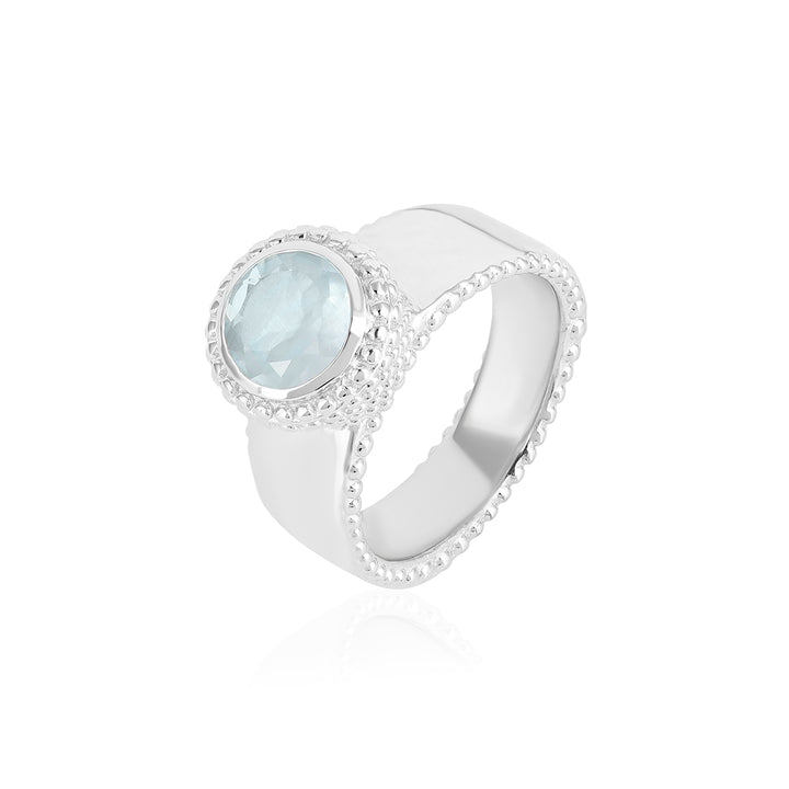 Aquamarine Solitaire Silver Ring