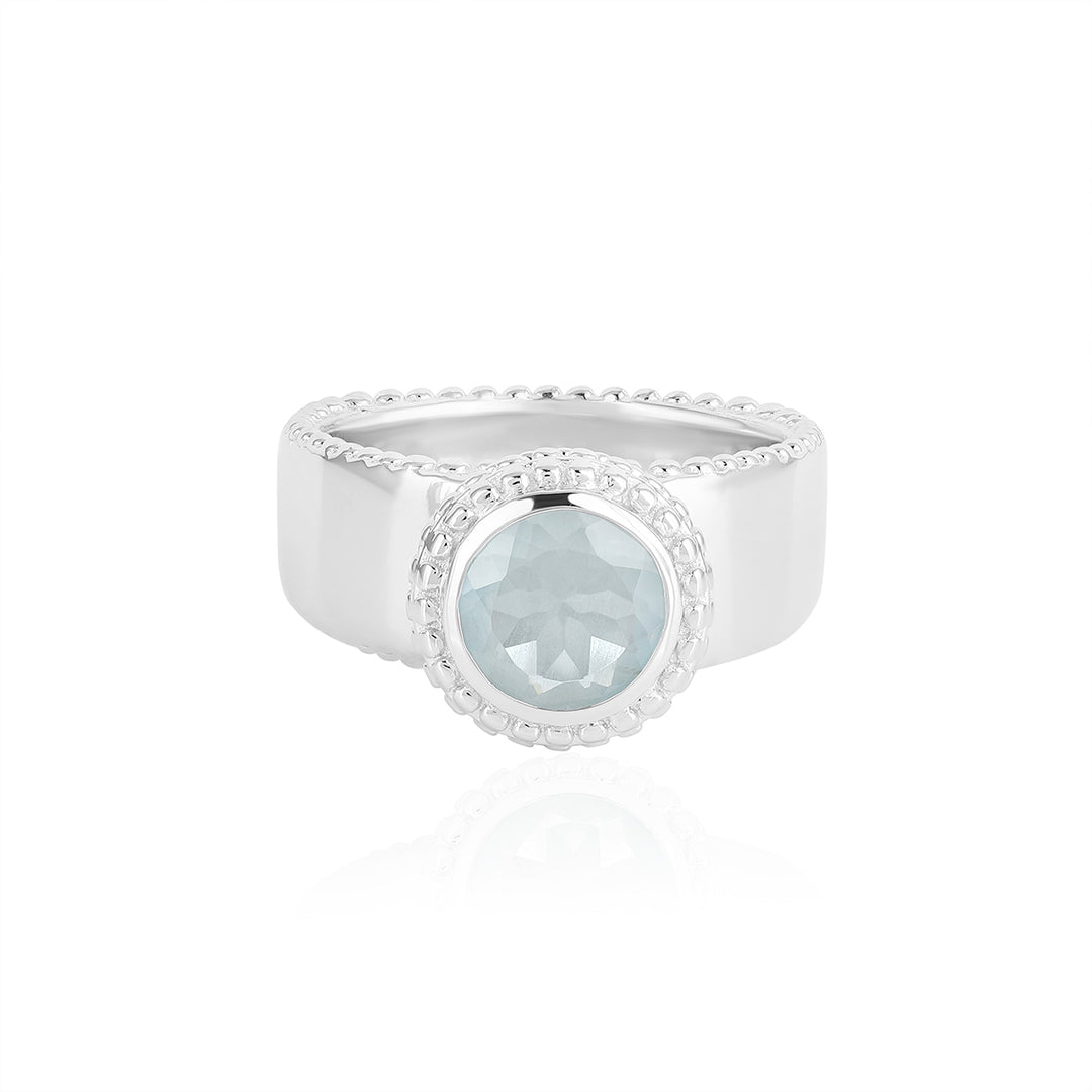 Aquamarine Solitaire Silver Ring