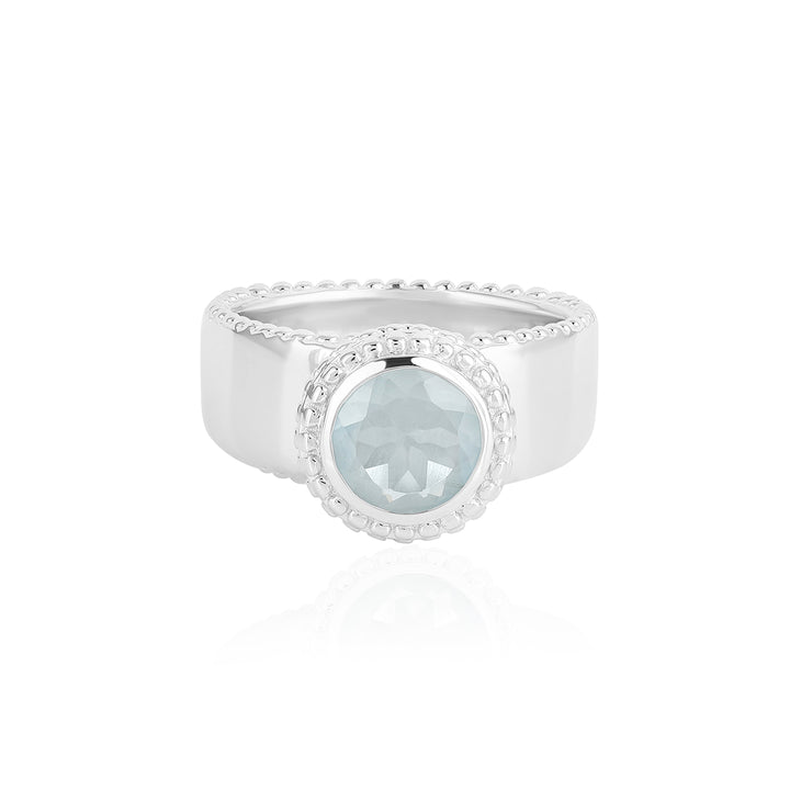 Aquamarine Solitaire Silver Ring