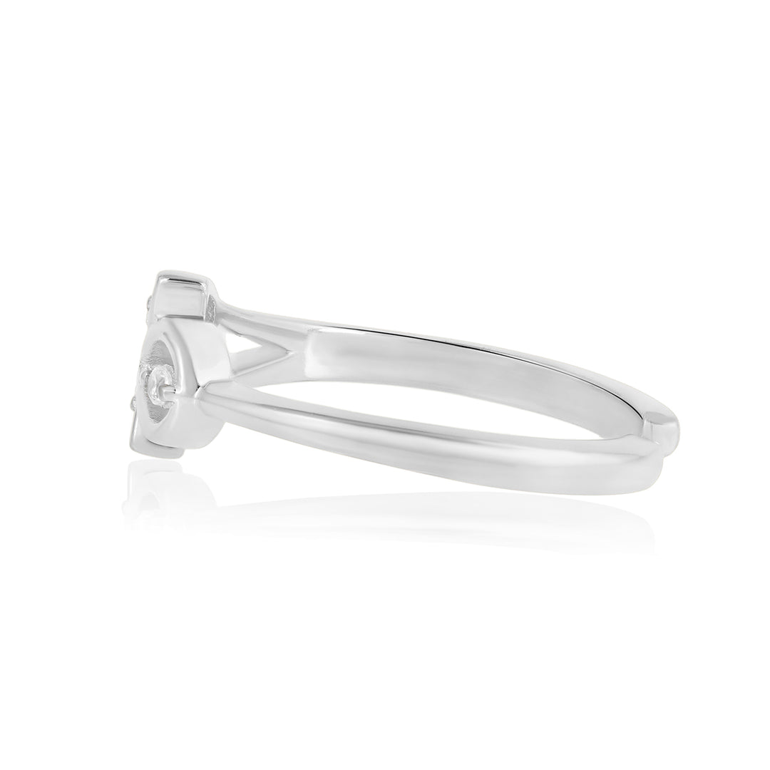 Cubic Zirconia Adjustable Silver Ring