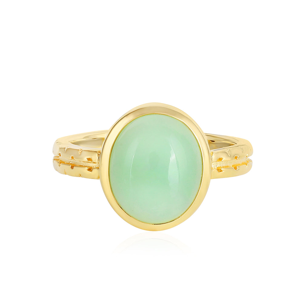 Chrysoprase Cabochon Silver Ring