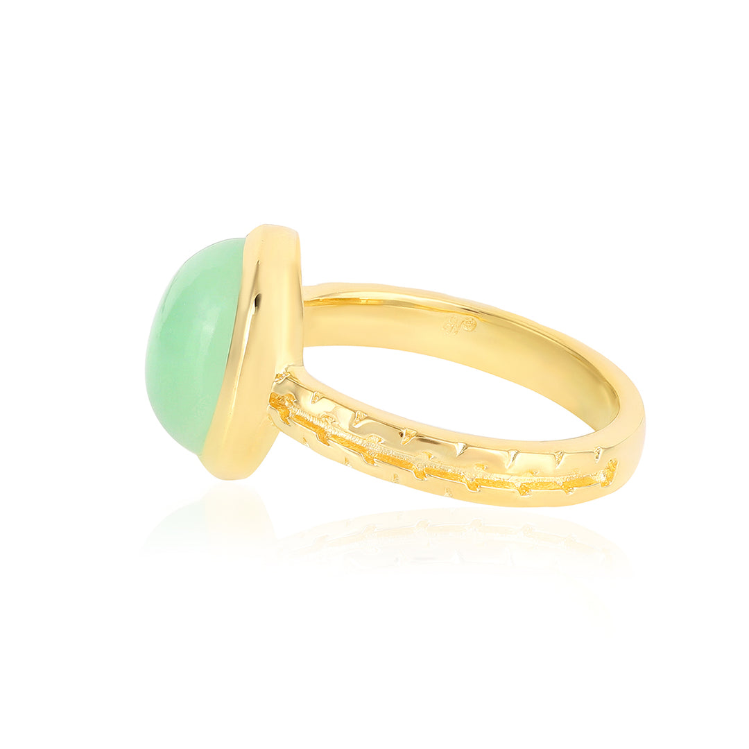 Chrysoprase Cabochon Silver Ring