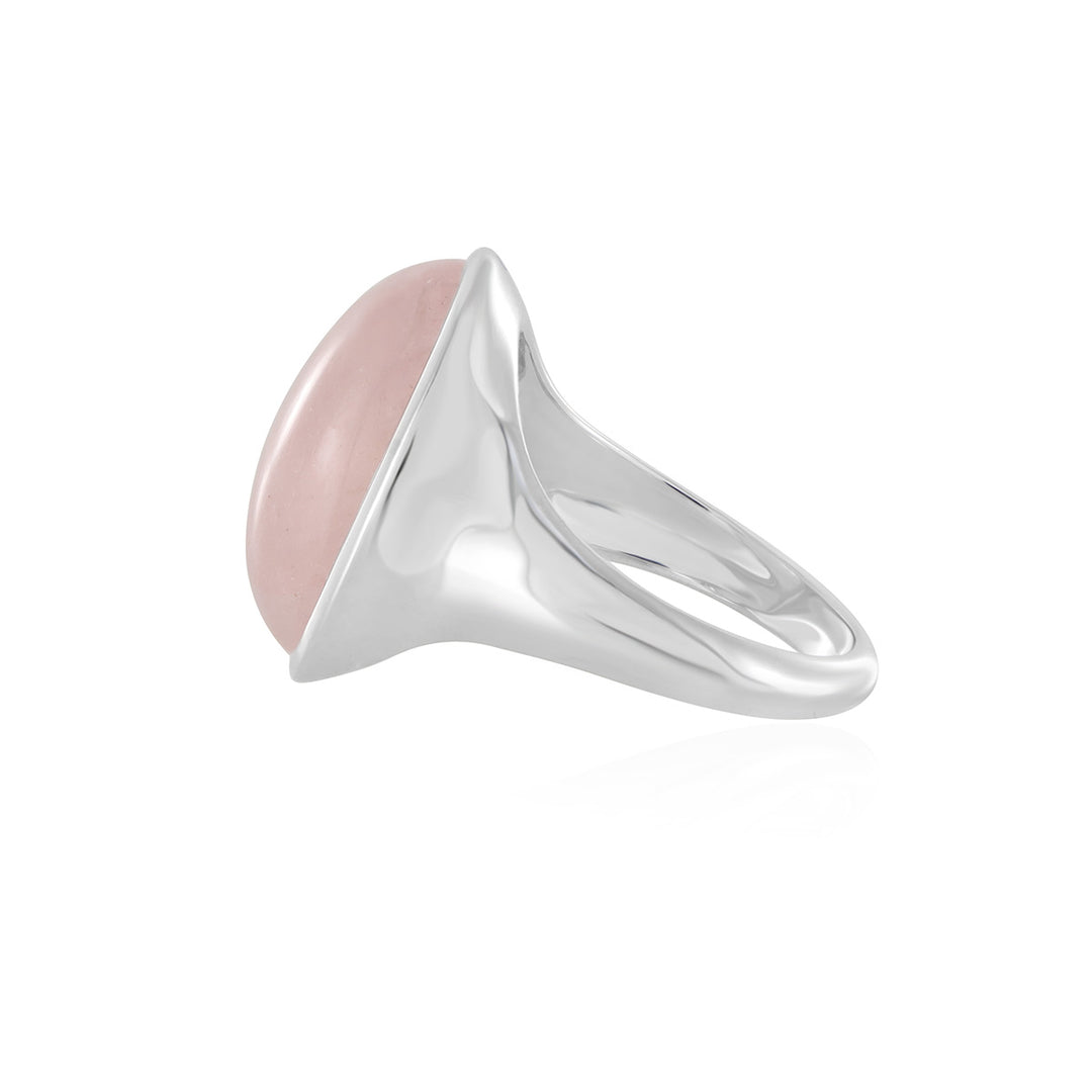 Rose Quartz Cabochon Silver Ring