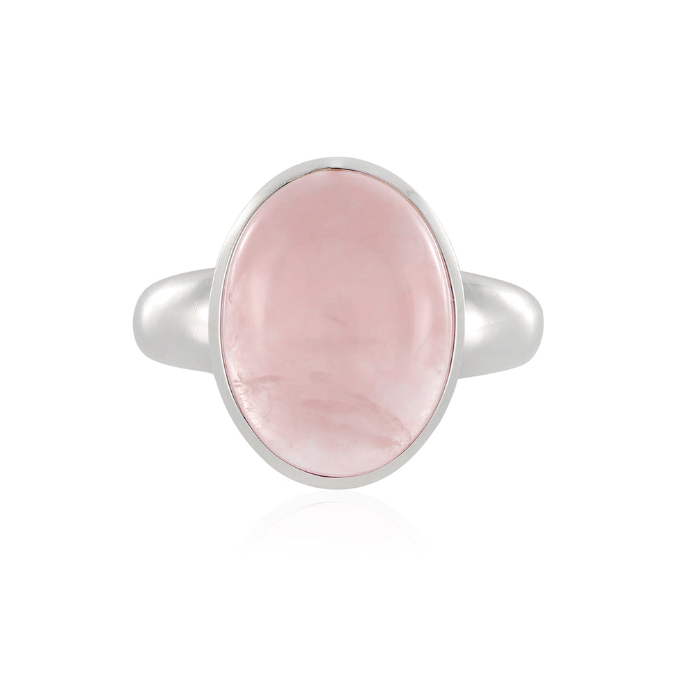 Sterling Silver Rose Quartz Cabochon Ring